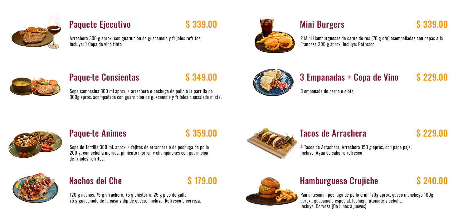 Promociones destacadas de El Fogón del Che Oceanía con platillos y combos especiales.
